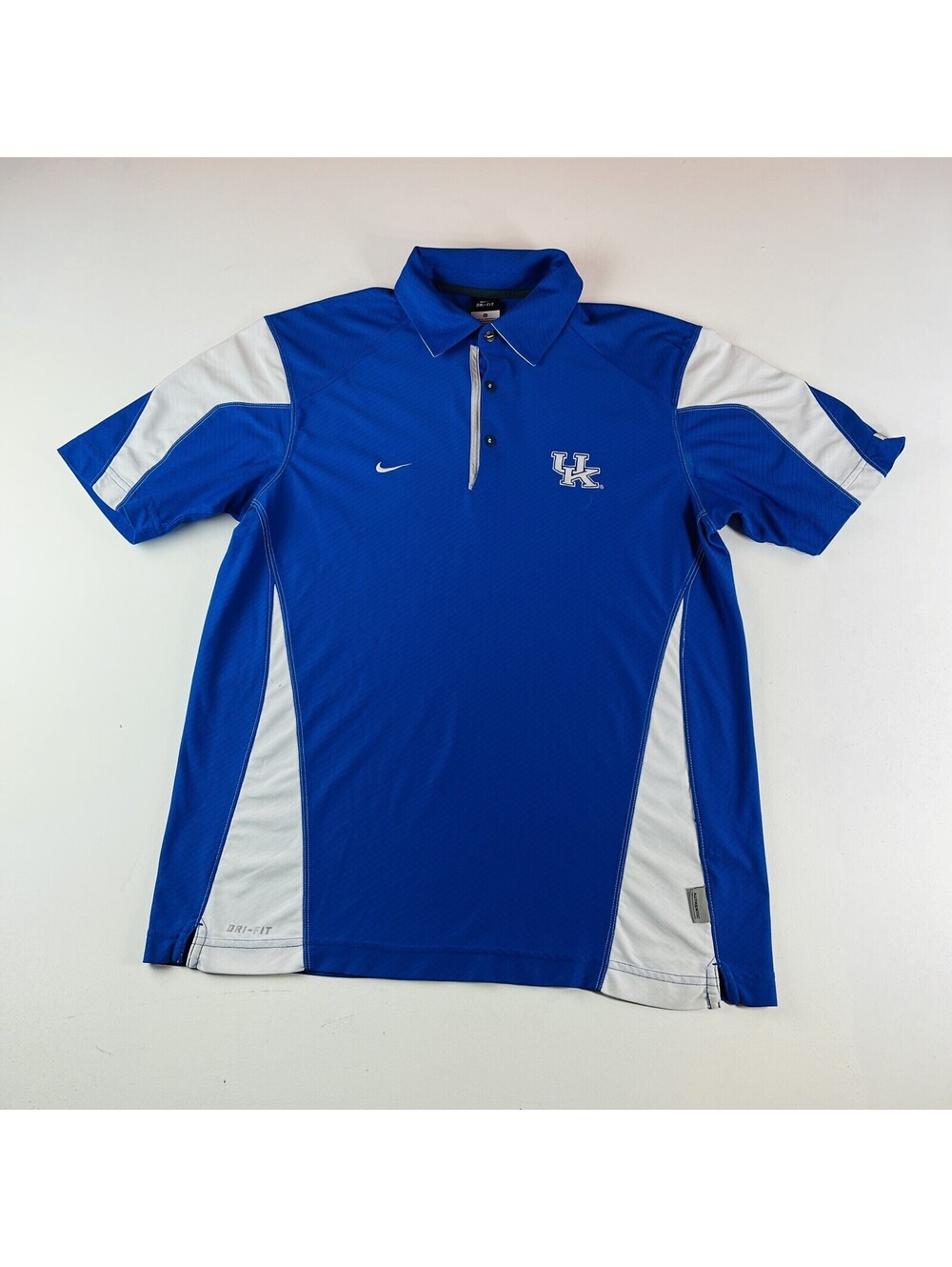 Nike Kentucky Wildcats Dri Fit Polo Shirt Blue White Mens Size Medium